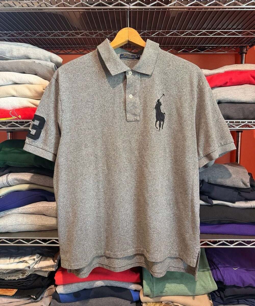 Polo Ralph Lauren Polo Shirt 1XB Big Grey Big Pony 3 Patch Fits L/XL